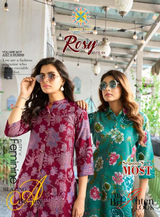 Passion tree rosy vol 1 printed reyon coord set branded kurtis wholesale