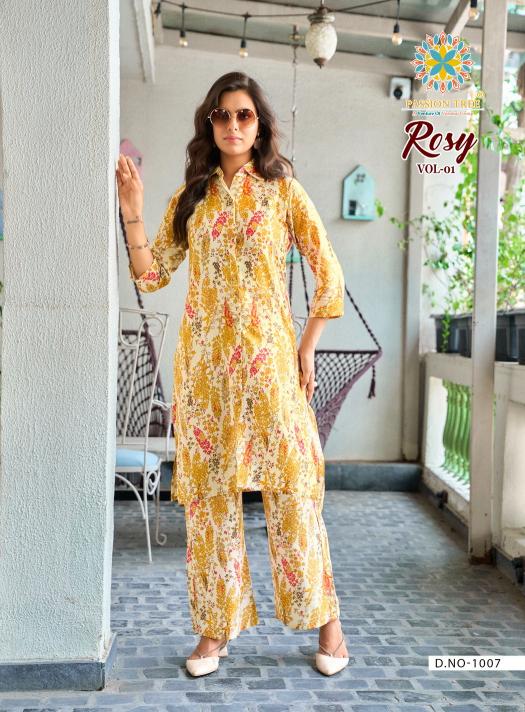 Passion tree rosy vol 1 printed reyon coord set branded kurtis wholesale