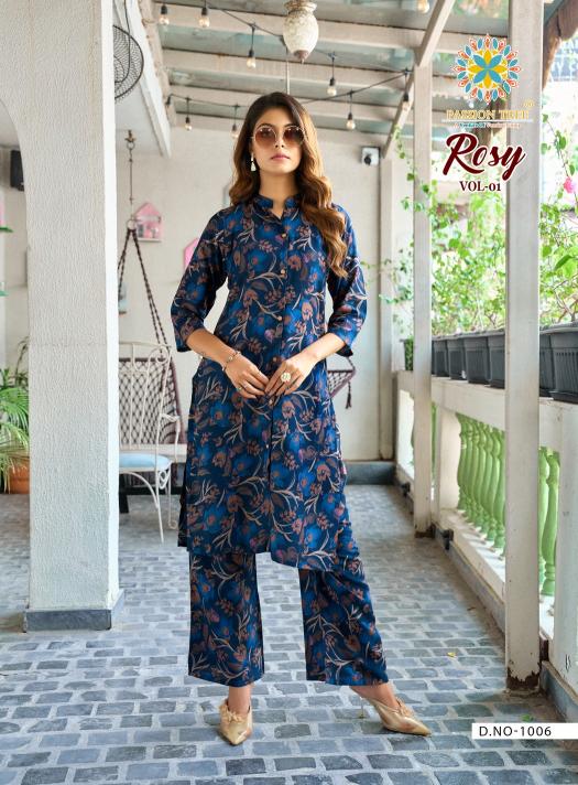 Passion tree rosy vol 1 printed reyon coord set branded kurtis wholesale
