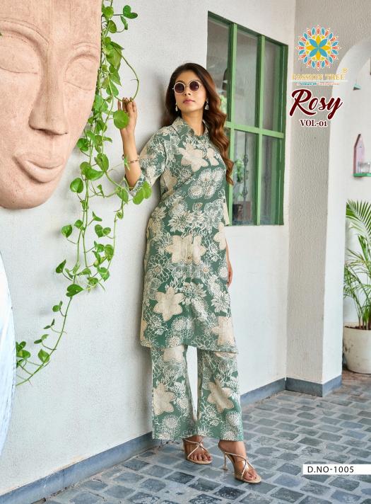 Passion tree rosy vol 1 printed reyon coord set branded kurtis wholesale