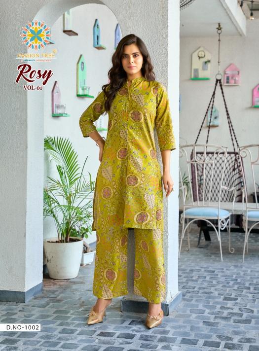 Passion tree rosy vol 1 printed reyon coord set branded kurtis wholesale