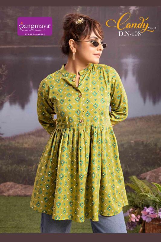Rangmaya candy vol 12 reyon short top premium kurti brands