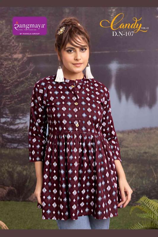 Rangmaya candy vol 12 reyon short top premium kurti brands