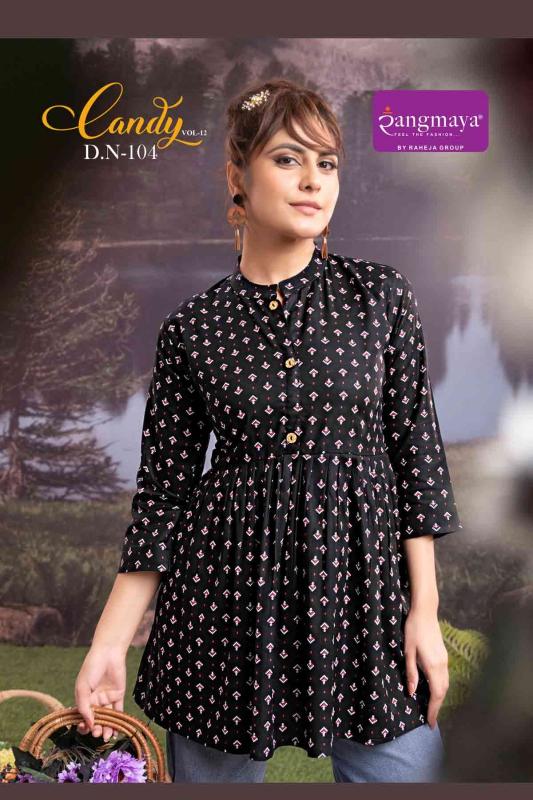 Rangmaya candy vol 12 reyon short top premium kurti brands