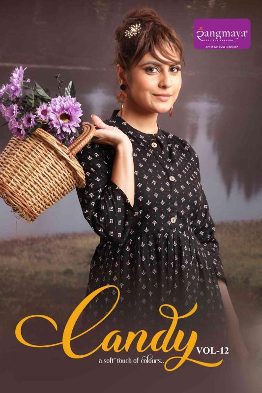 Rangmaya candy vol 12 reyon short top premium kurti brands