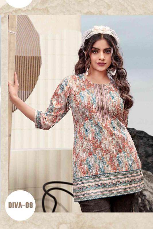 Rangmaya diva bombay fabrics short top branded kurtis manufacturers in india