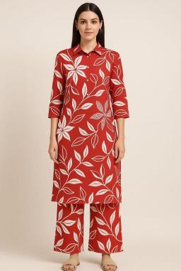 Rayon print top with colar coord set branded kurti wholesale