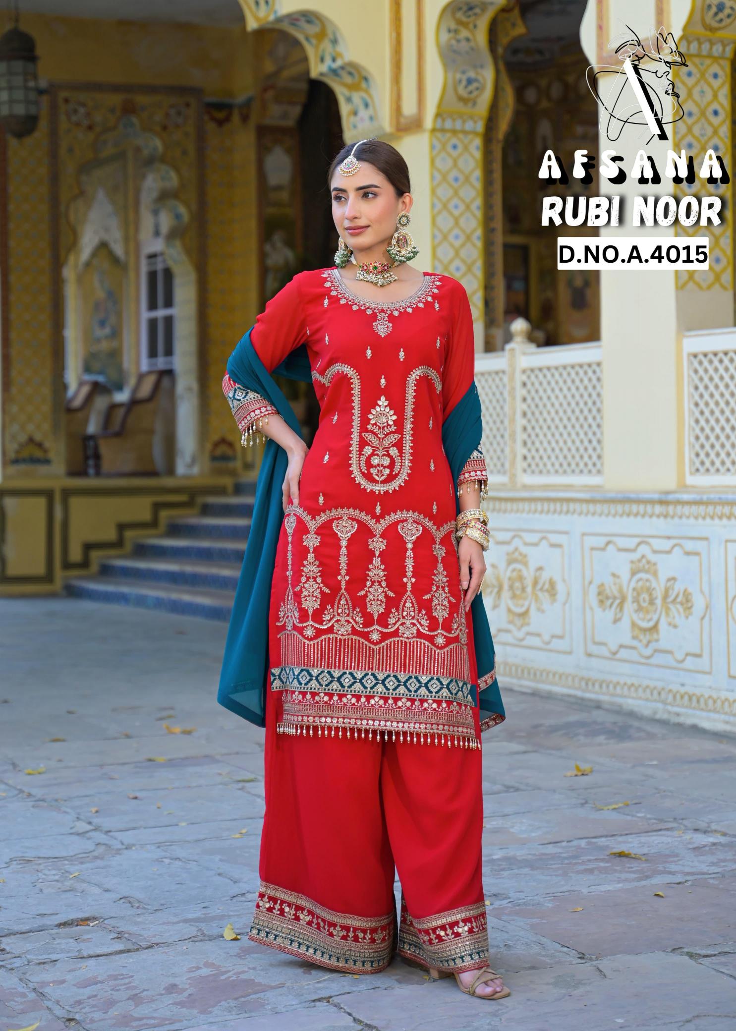 Rubi noor afsana Jorjet with heavy work pakistani original suits wholesale in pakistan
