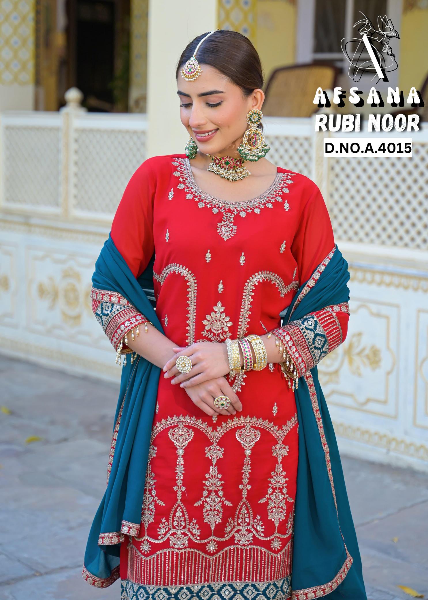 Rubi noor afsana Jorjet with heavy work pakistani original suits wholesale in pakistan