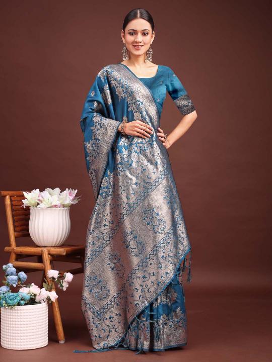 SILKEN HERITAGE by astita fancy designer Banarasi silk fabric saree wholesale with fancy latkan 