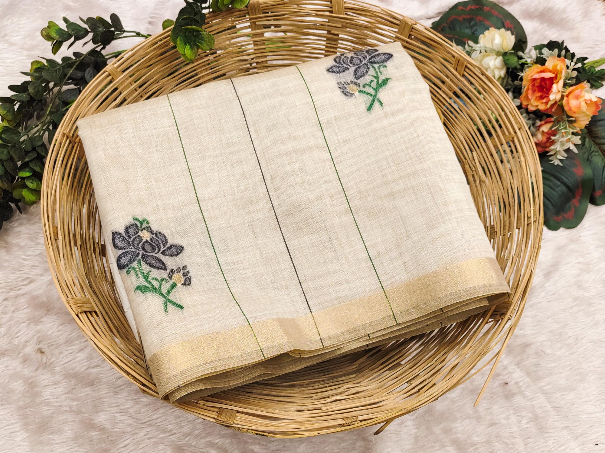 Soft colorfull muga cotton saree & pallu with contrast blouse surat sarees wholesale