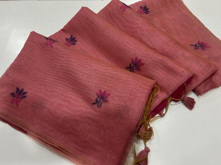 Soft muga cotton floral weaving wholesale saree market in surat with price 