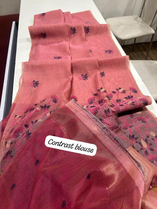 Soft muga cotton floral weaving wholesale saree market in surat with price 