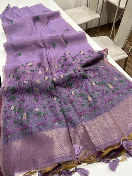 Soft muga cotton floral weaving wholesale saree market in surat with price 