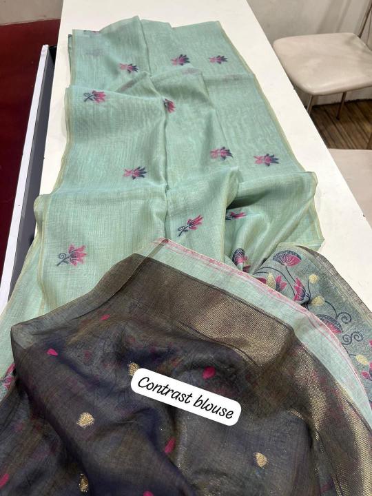 Soft muga cotton floral weaving wholesale saree market in surat with price 