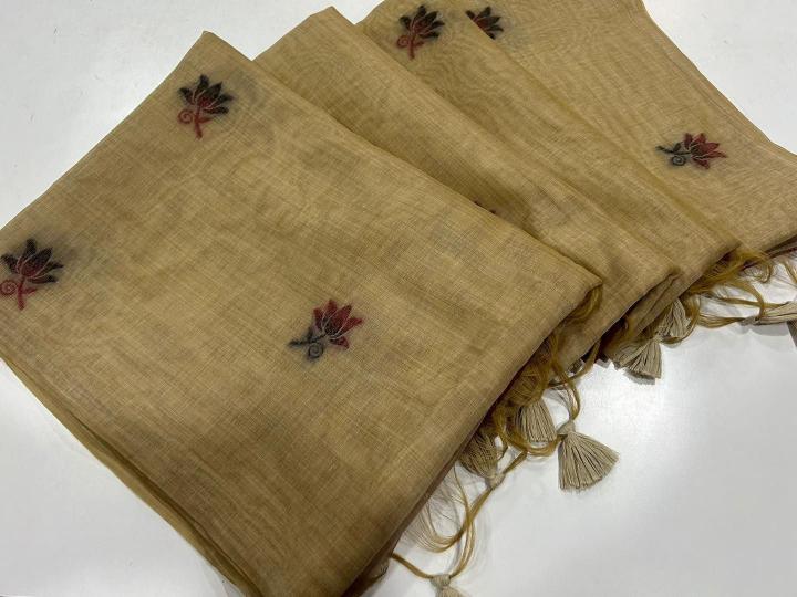 Soft muga cotton floral weaving wholesale saree market in surat with price 