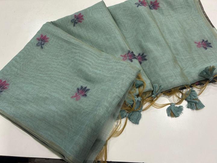 Soft muga cotton floral weaving wholesale saree market in surat with price 