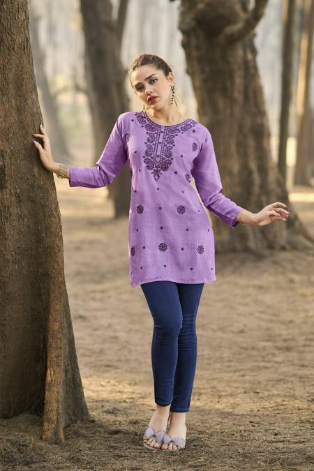 Tips & tops colors vol 5 heavy reyon slub short top branded kurtis manufacturers in india