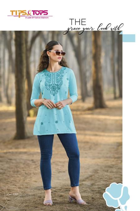 Tips & tops colors vol 5 heavy reyon slub short top branded kurtis manufacturers in india