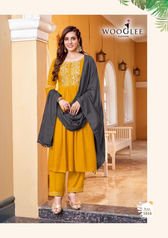 Wooglee coral vol 2 rayon top bottom dupatta branded kurti wholesale