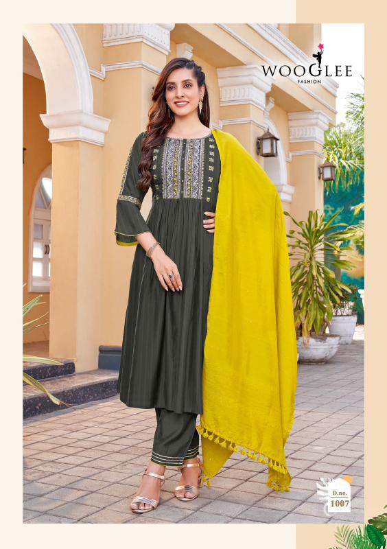 Wooglee coral vol 2 rayon top bottom dupatta branded kurti wholesale