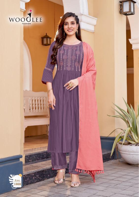 Wooglee coral vol 2 rayon top bottom dupatta branded kurti wholesale