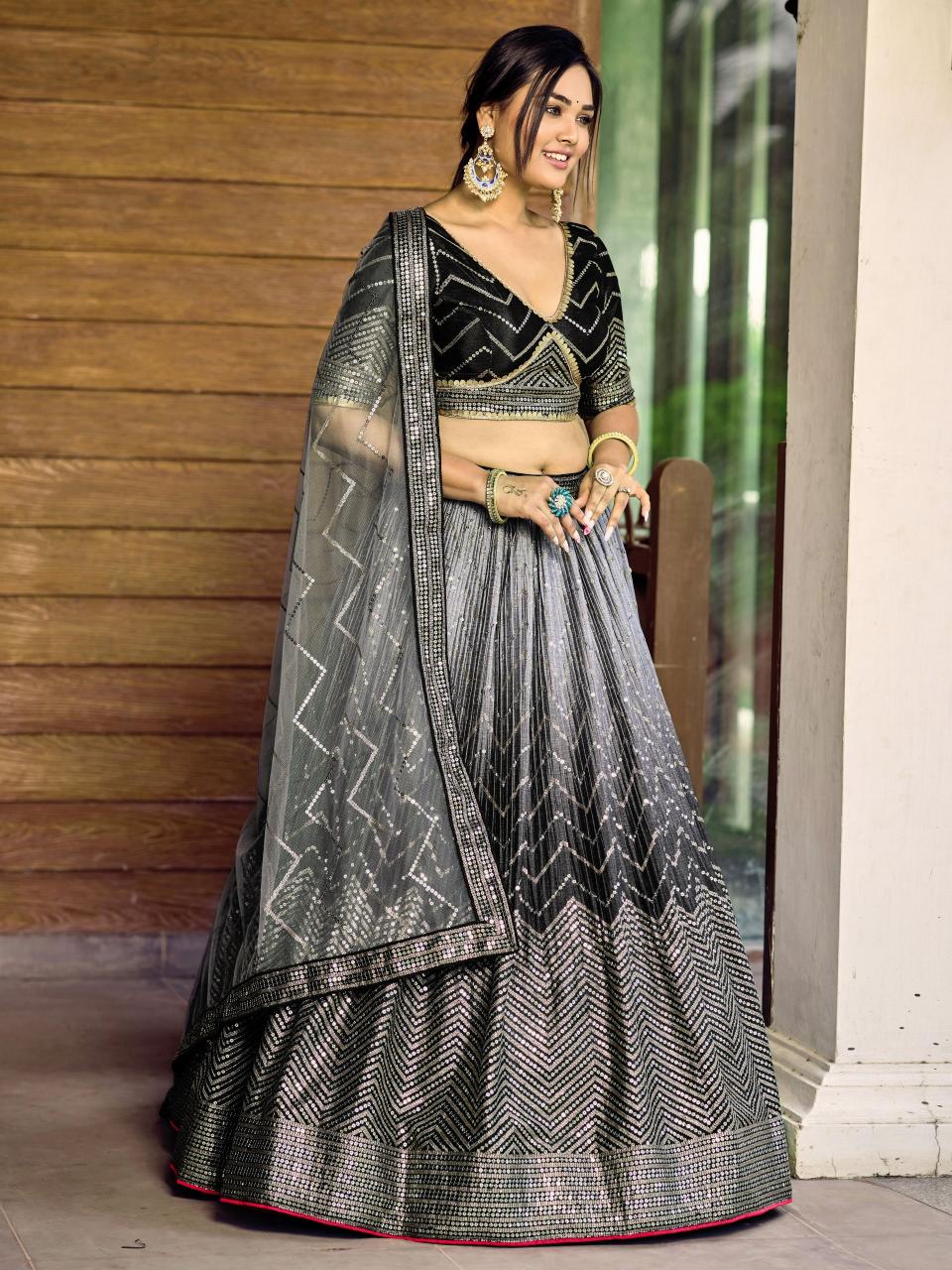 Zeel clothing 5057 black Art Silk Surat wholesale market for lehenga choli