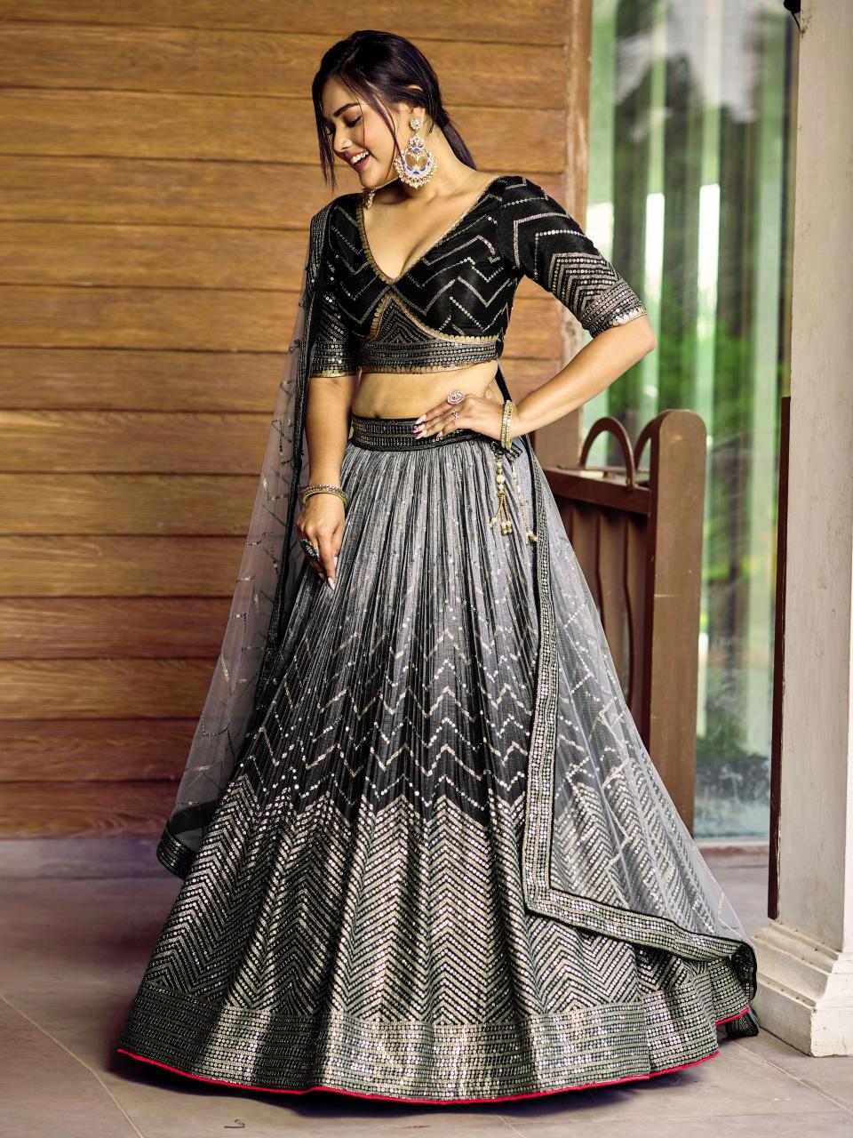 Zeel clothing 5057 black Art Silk Surat wholesale market for lehenga choli