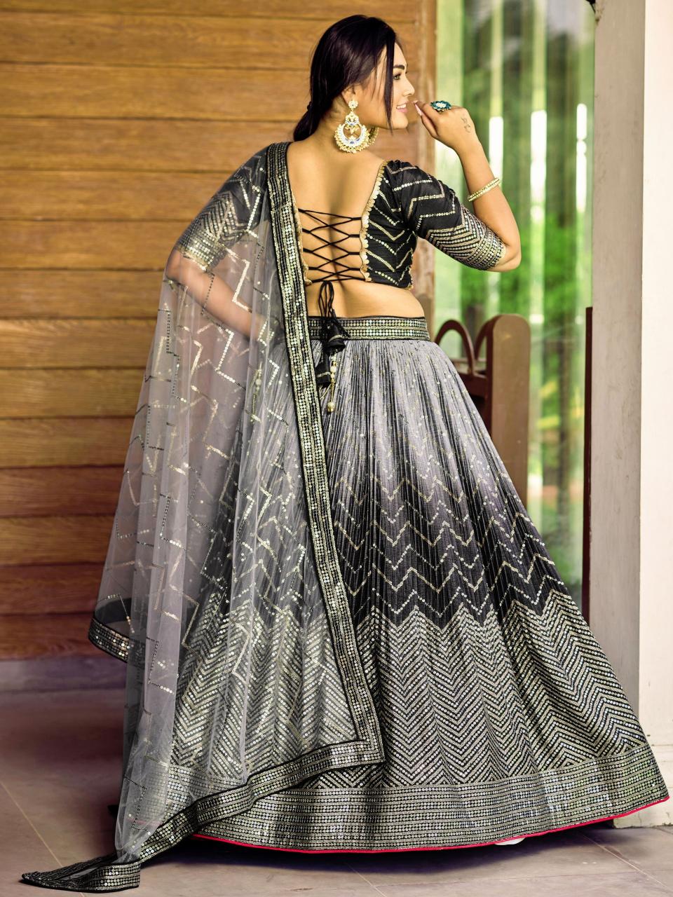 Zeel clothing 5057 black Art Silk Surat wholesale market for lehenga choli