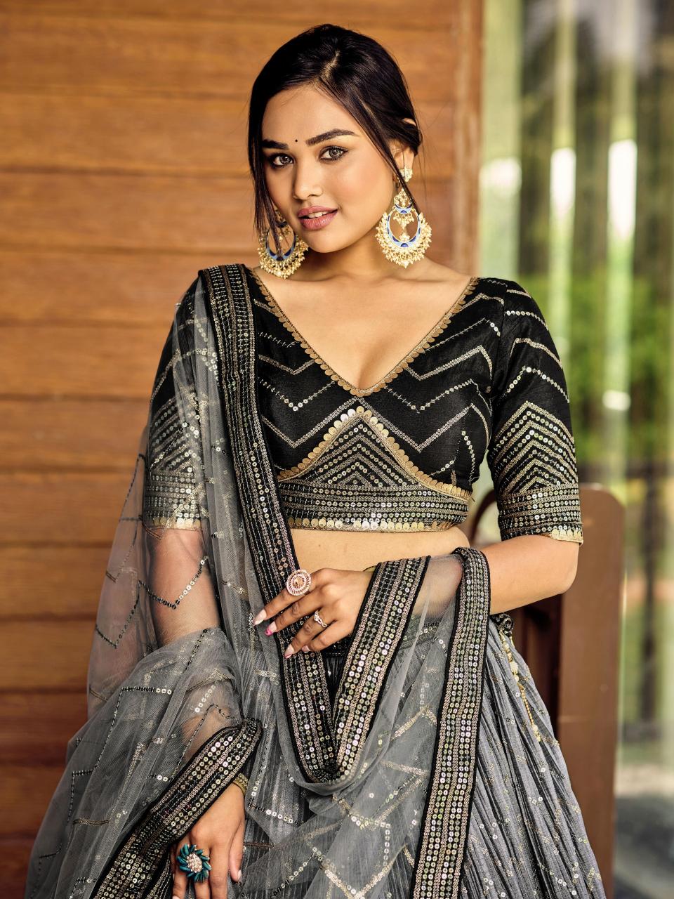 Zeel clothing 5057 black Art Silk Surat wholesale market for lehenga choli