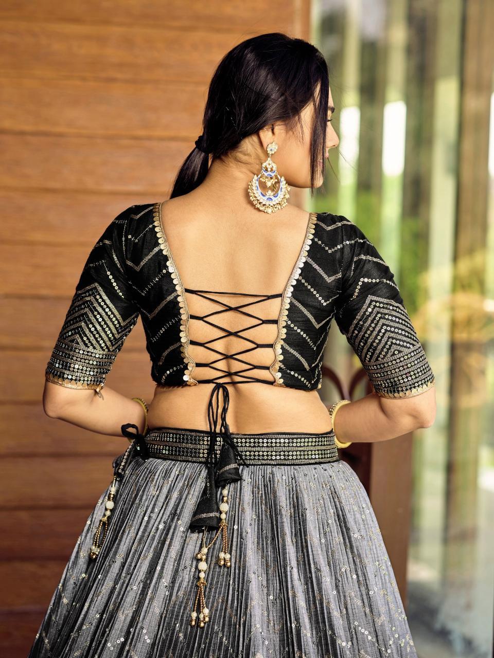 Zeel clothing 5057 black Art Silk Surat wholesale market for lehenga choli