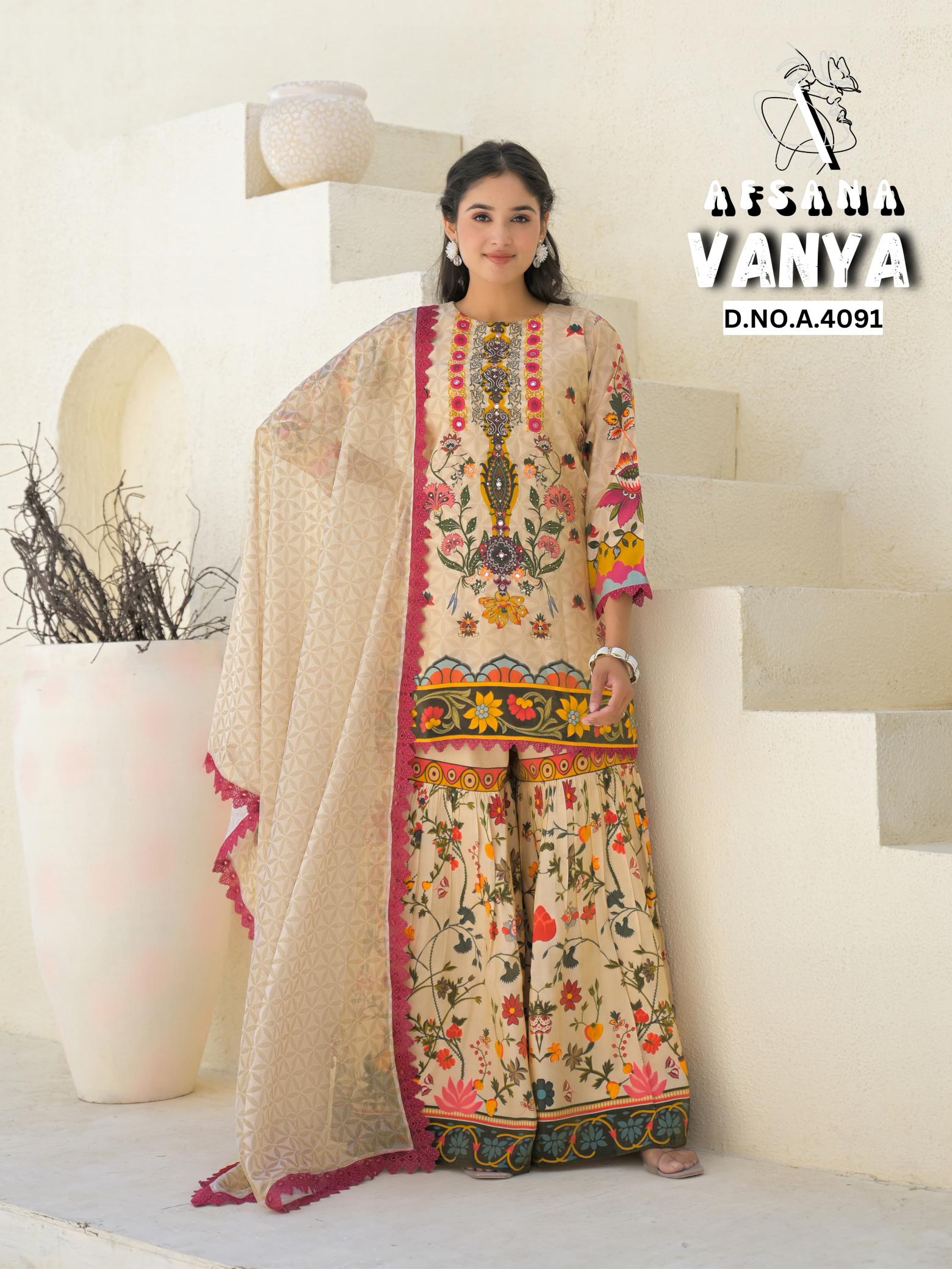 Afsana vanya seemar gold digital print khathli work catalog pakistani lawn suits wholesale in dubai