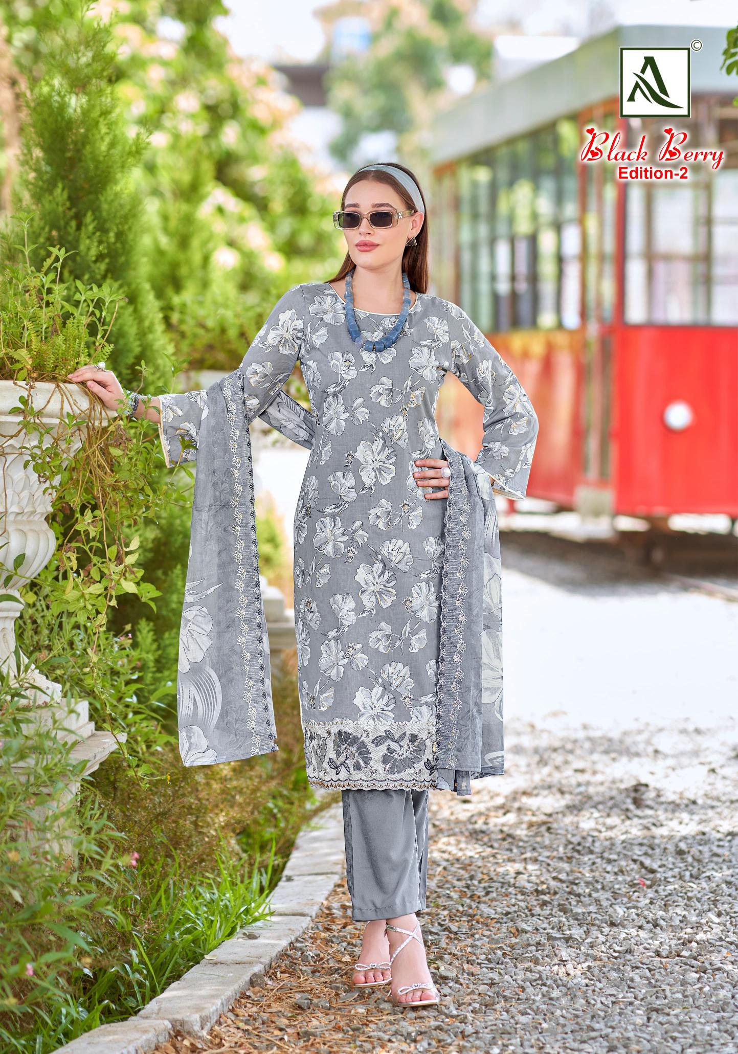 Alok suit black berry 2 catalog cambric cotton print wholesale online shopping dress material