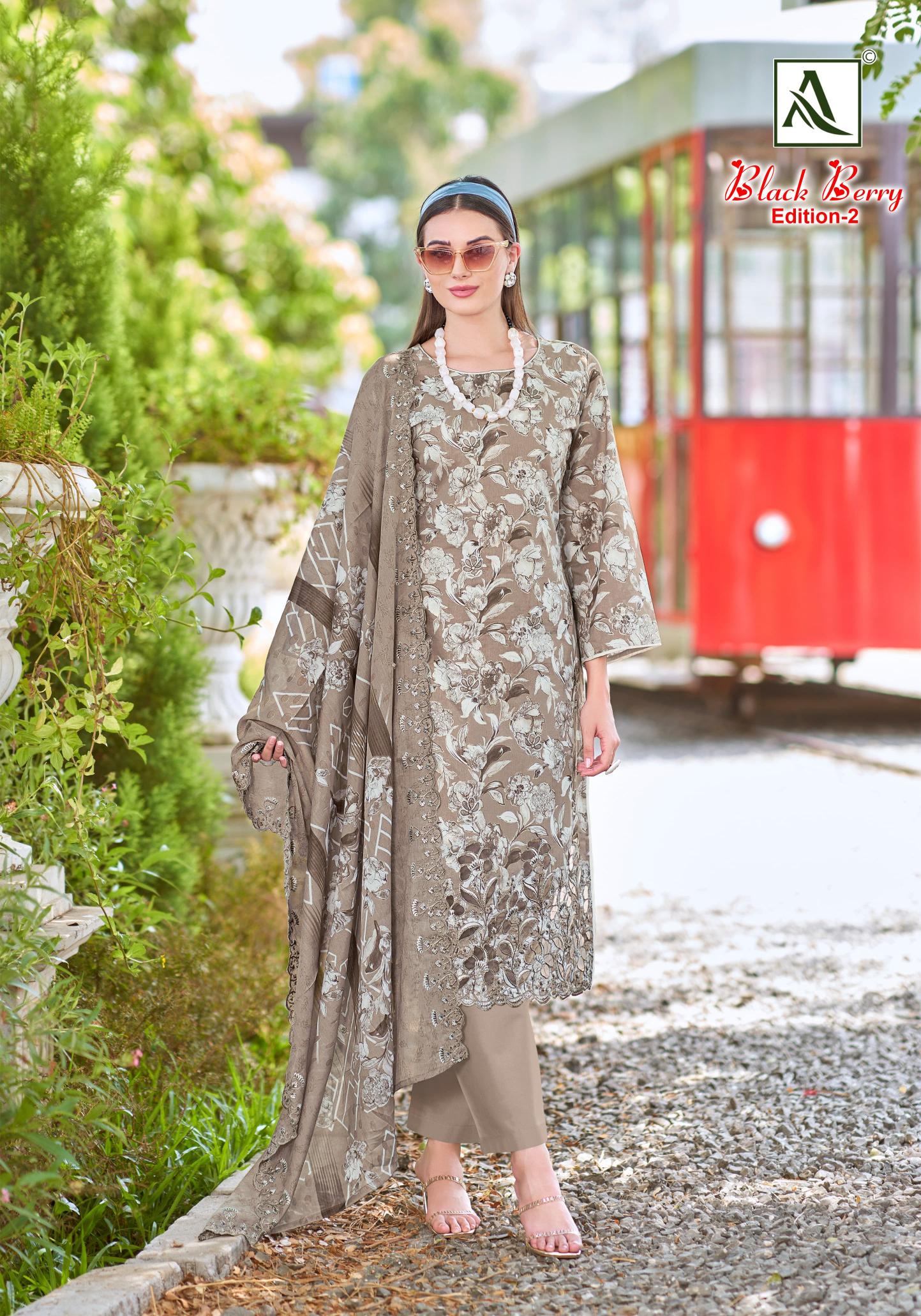 Alok suit black berry 2 catalog cambric cotton print wholesale online shopping dress material