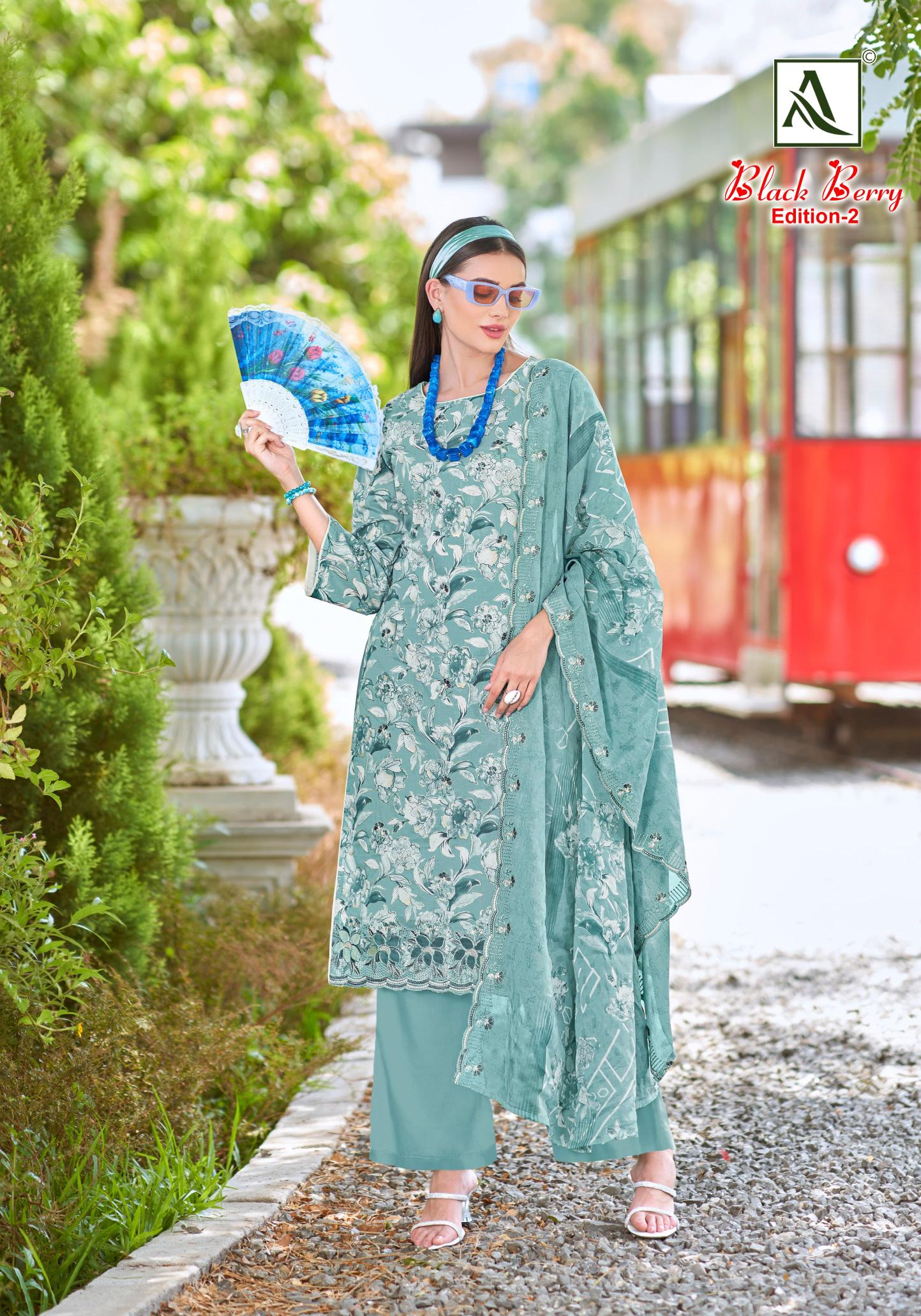 Alok suit black berry 2 catalog cambric cotton print wholesale online shopping dress material