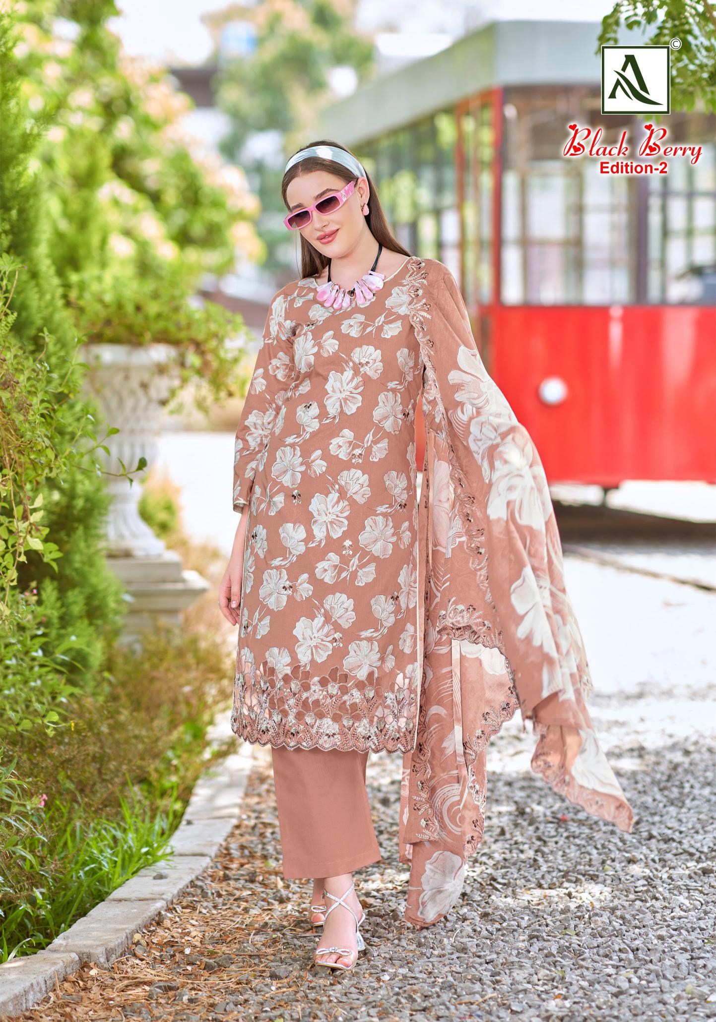 Alok suit black berry 2 catalog cambric cotton print wholesale online shopping dress material
