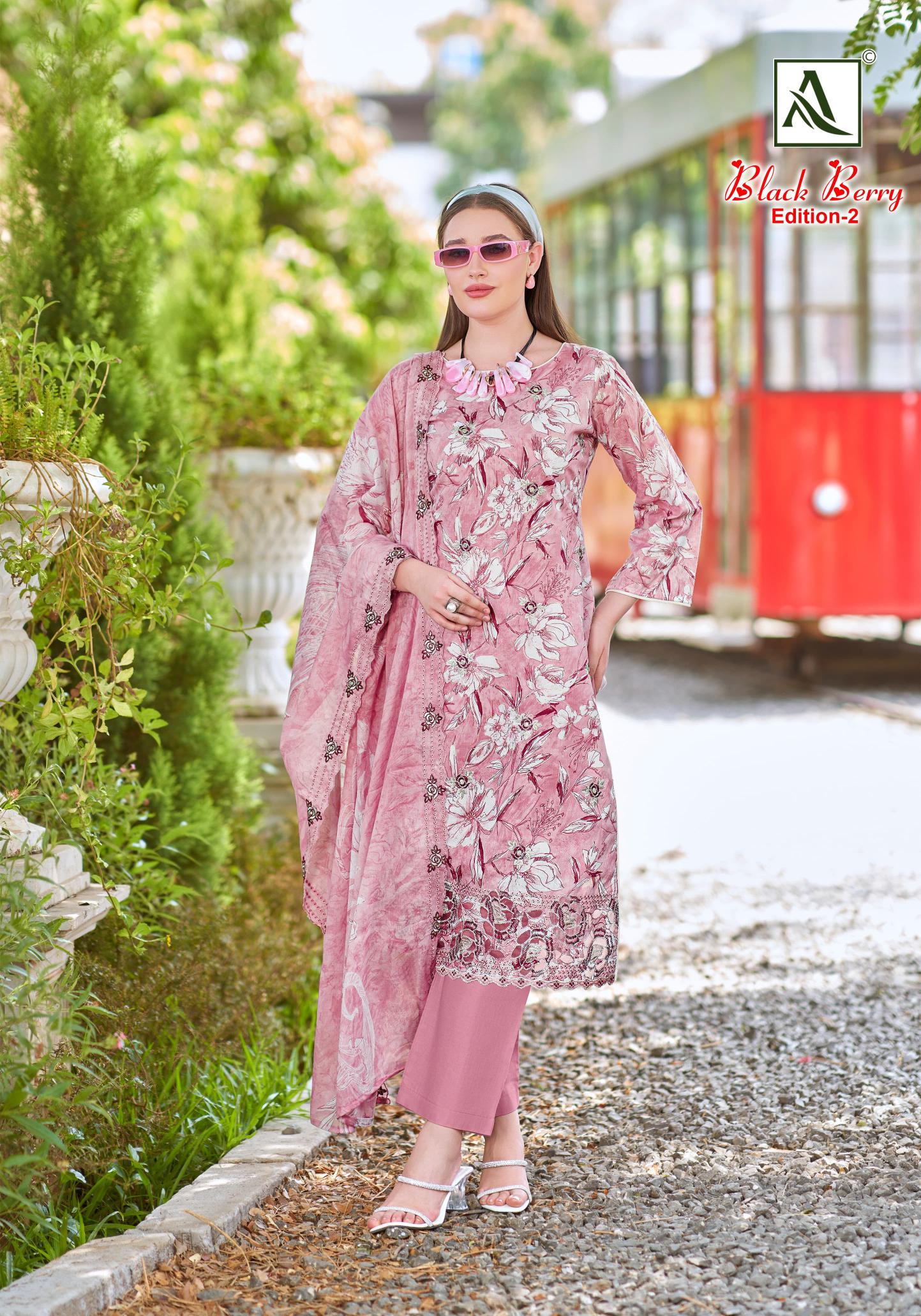 Alok suit black berry 2 catalog cambric cotton print wholesale online shopping dress material