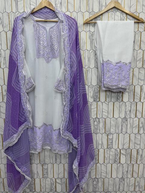 Astha heavy faux georgette top bottom dupatta branded kurti wholesale