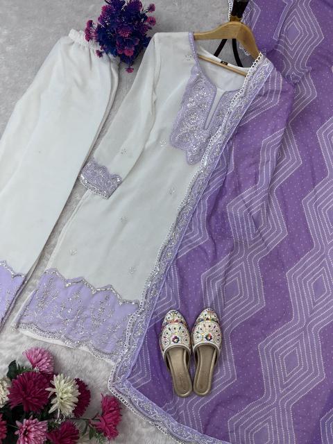 Astha heavy faux georgette top bottom dupatta branded kurti wholesale