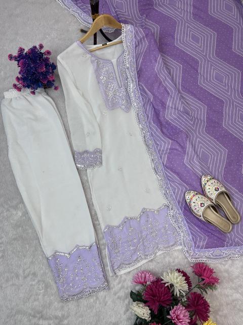 Astha heavy faux georgette top bottom dupatta branded kurti wholesale