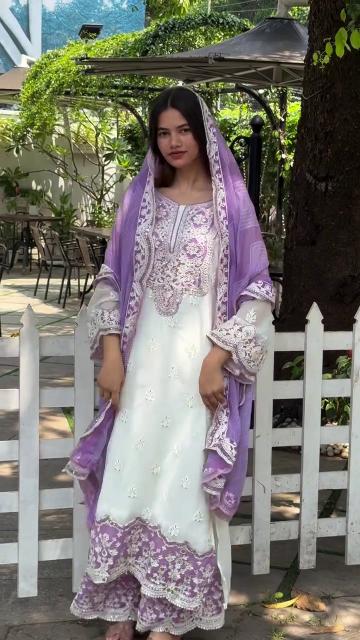 Astha heavy faux georgette top bottom dupatta branded kurti wholesale