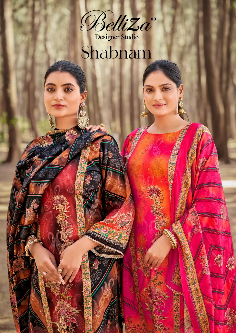 Belliza designer studio shabnam viscose muslin digital print wholesale market in mumbai for dress materials