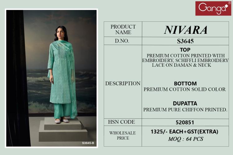 Ganga nivara 3645 catalog cotton printed aurelia dress material online shopping india