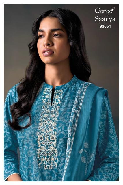 Ganga saarya 3651 cotton printed wholesale market in mumbai for dress materials