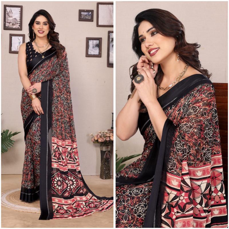 GC bright georgette with satin patta saree surat wholesale market