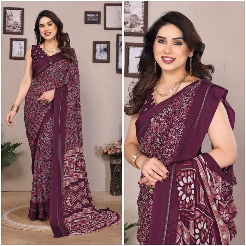 GC bright georgette with satin patta saree surat wholesale market
