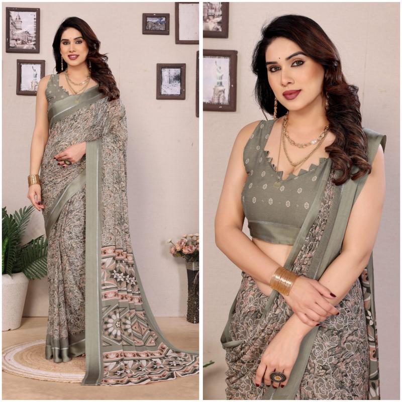 GC bright georgette with satin patta saree surat wholesale market