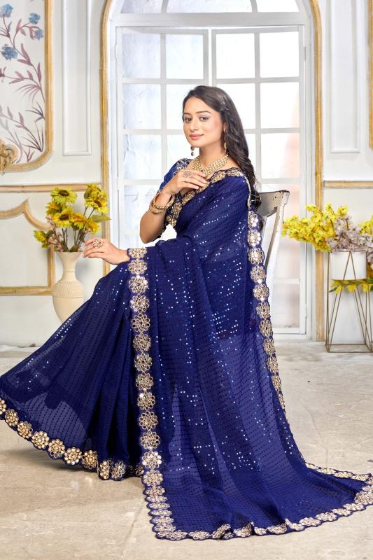 GC pure georgette with mirror work indian fancy sarees