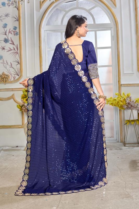 GC pure georgette with mirror work indian fancy sarees