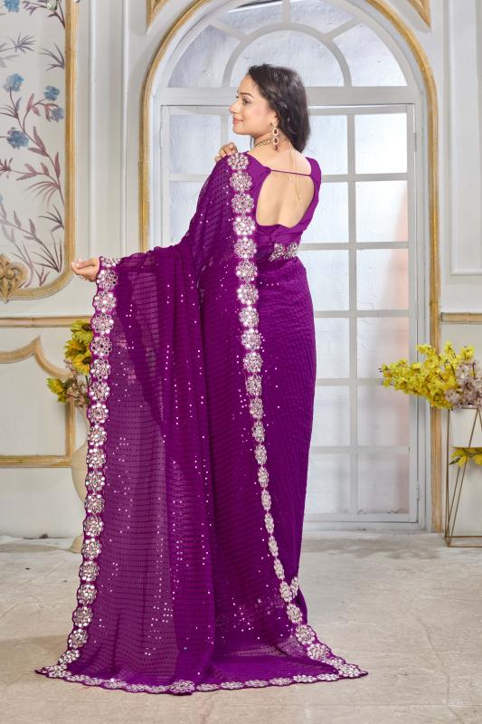 GC pure georgette with mirror work indian fancy sarees